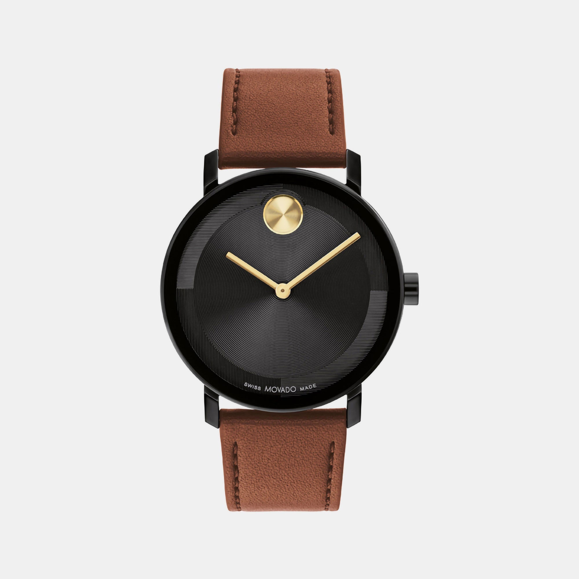 Movado Bold Evolution Men Quartz Black Dial Analog Leather Watch 3601083