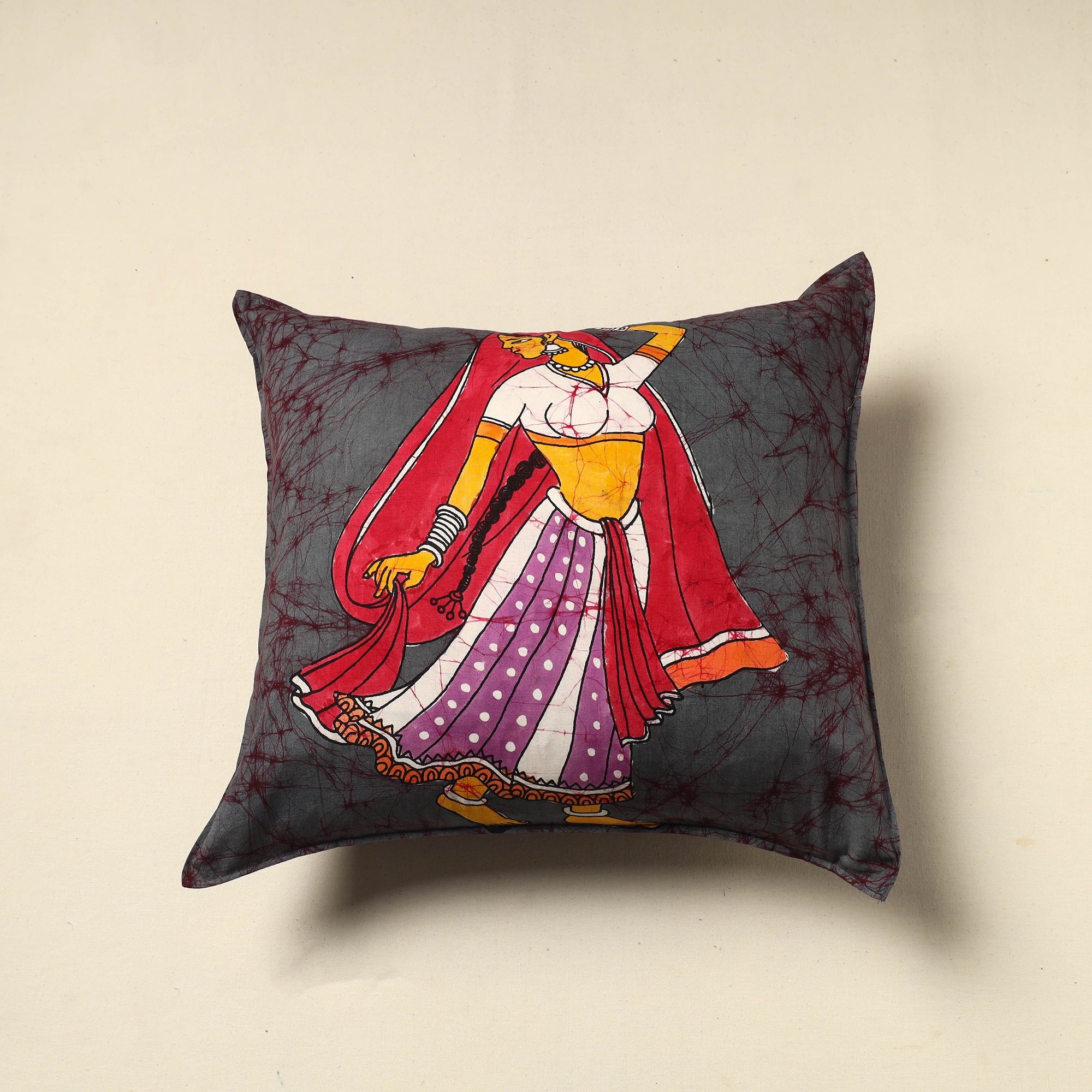 KACHCHH JI CHHAAP Pure Cotton Hand Batik Cushion Cover (18 x 18 in) 26