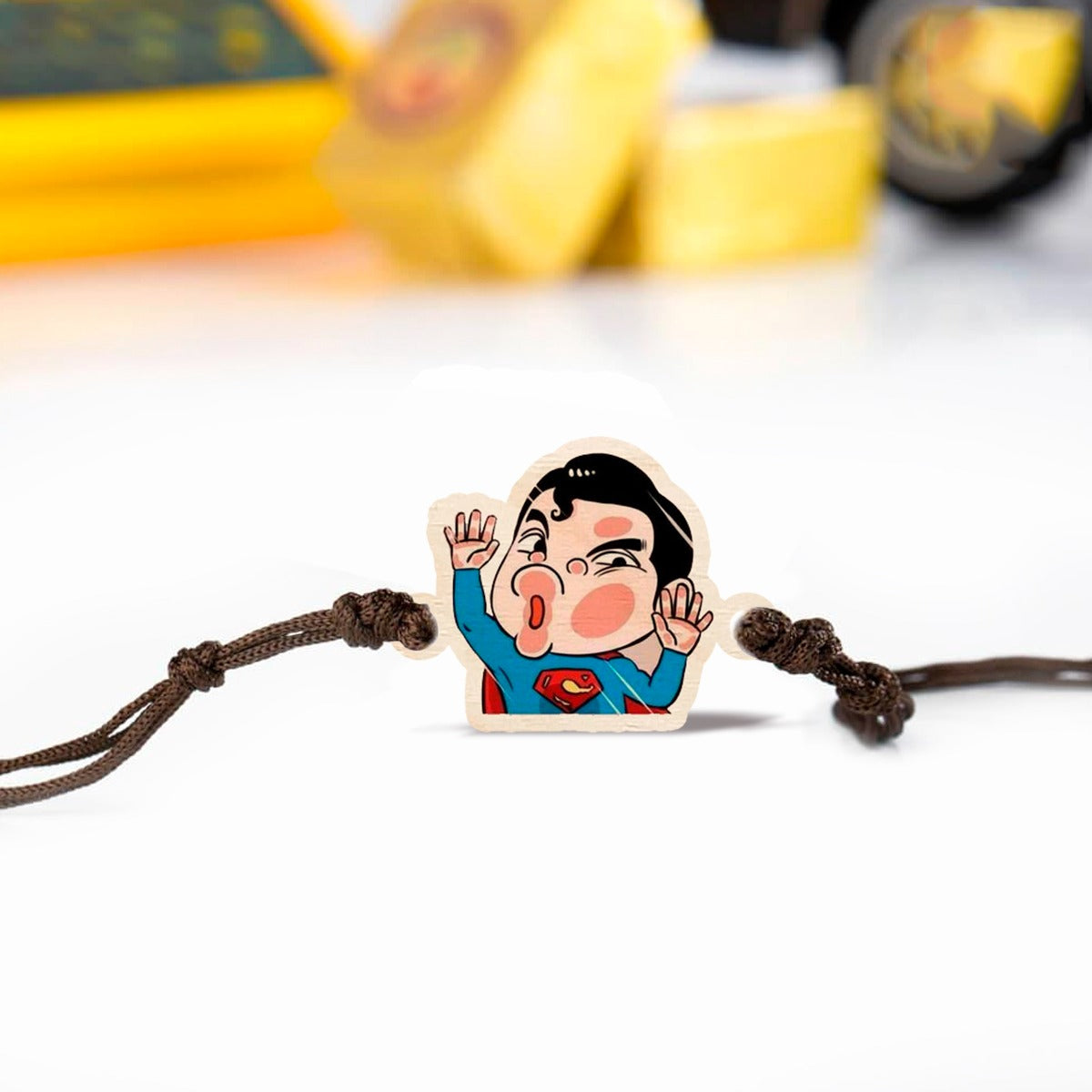 Bigsmall_cc Superman Wooden Rakhi - view 2