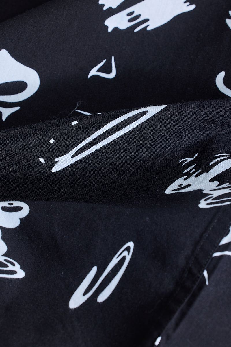 SNITCH Black Abstract Slim Fit Shirt - view 8