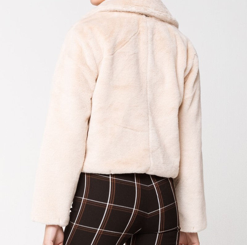 Alamode By Akanksha Sable Soft Fur Jacket – Cream - view 2