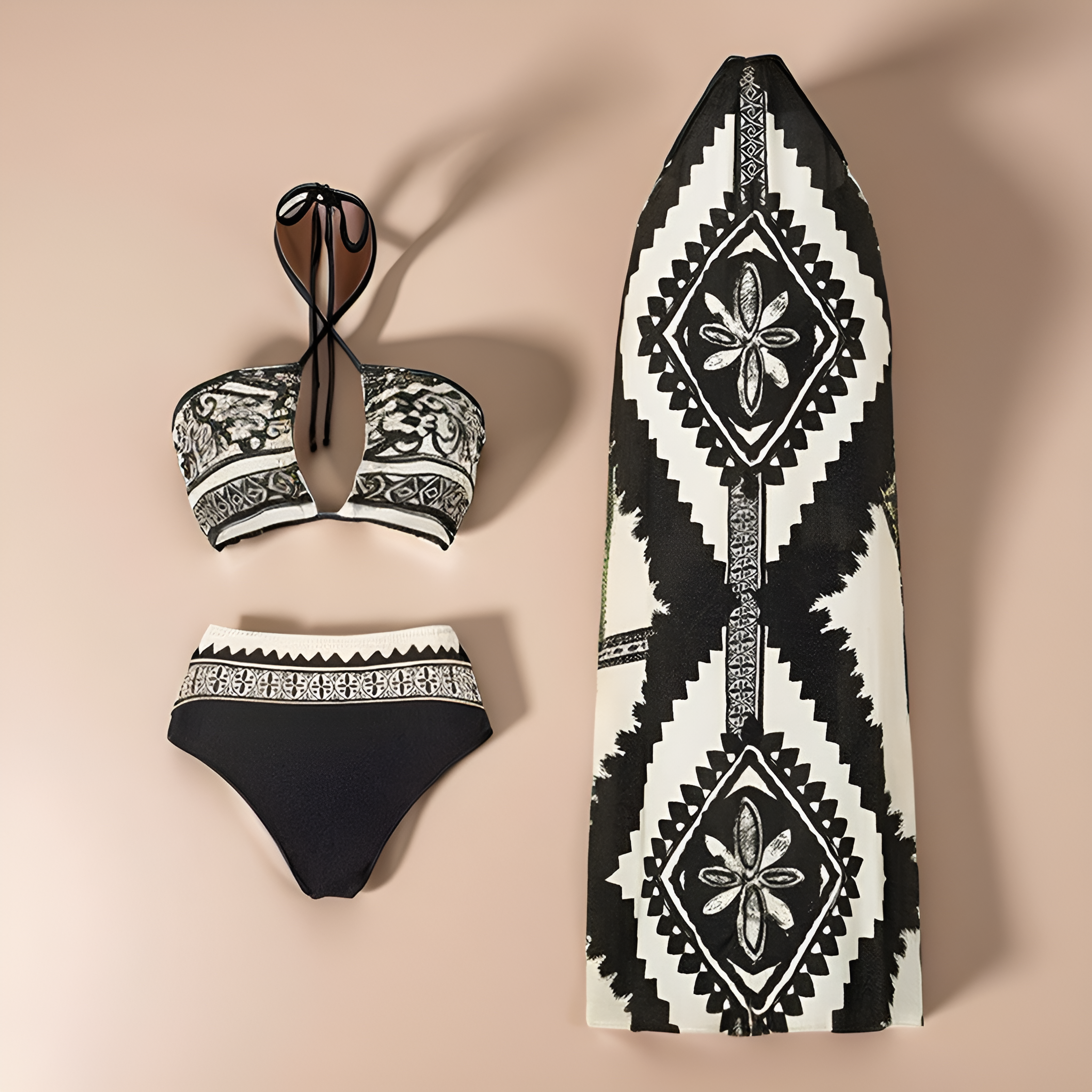 Alamode By Akanksha Giza Swimsuit with Sarong Skirt