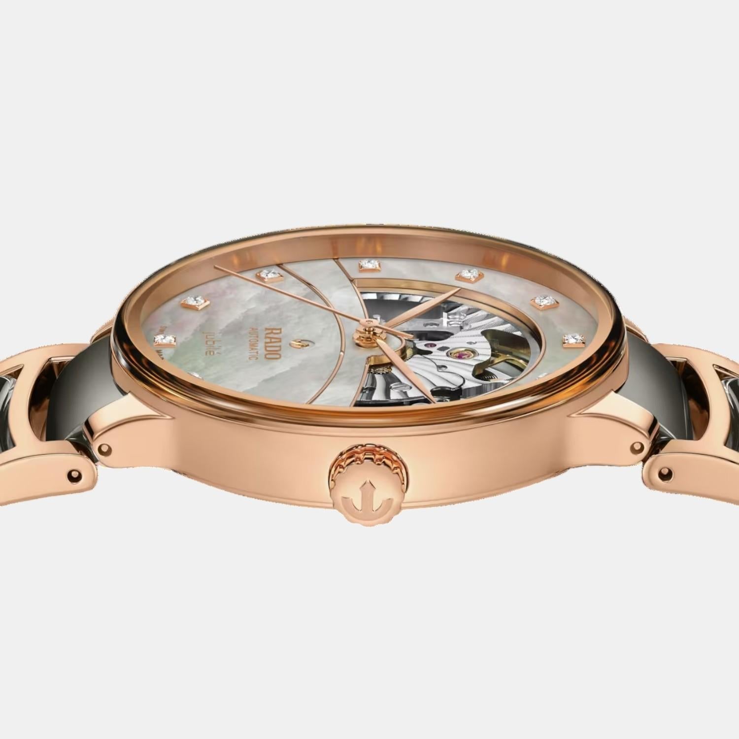 Rado Centrix Unisex Automatic Silver & Rose Gold Dial Analog Ceramic Watch R30028912 - view 3