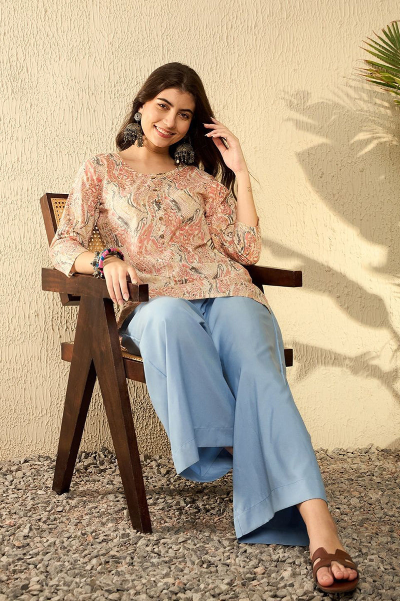 Ahika Red Cotton Blend Abstract Printed Regular Tunic VT1293 - view 6