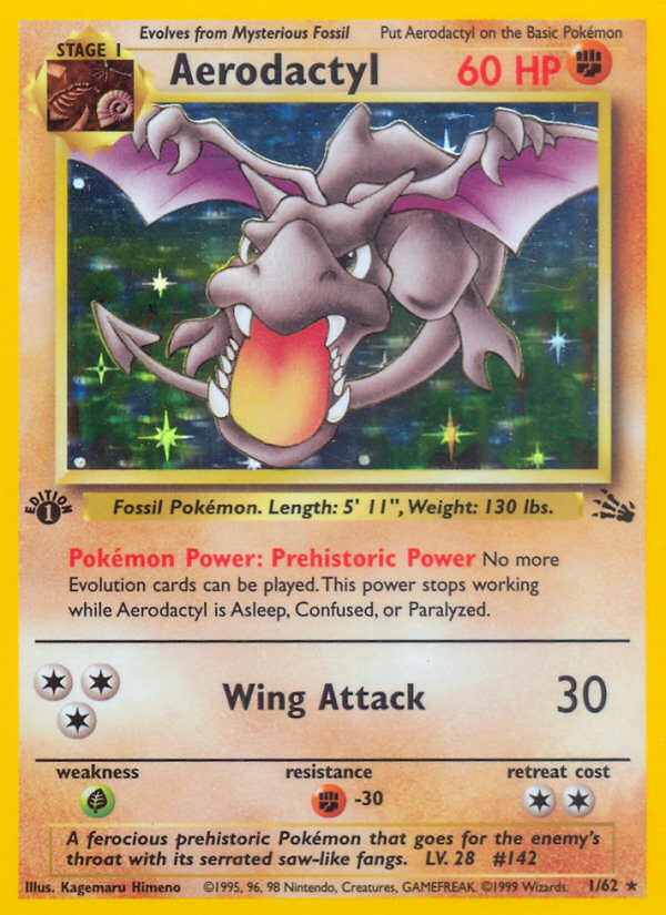 1st edition base3-1 – Pokémon Aerodactyl - 1/62 - Rare - 1st Edition [base3-1] [Holo] - Aerodactyl - 1/62 - Rare - 1st Edition