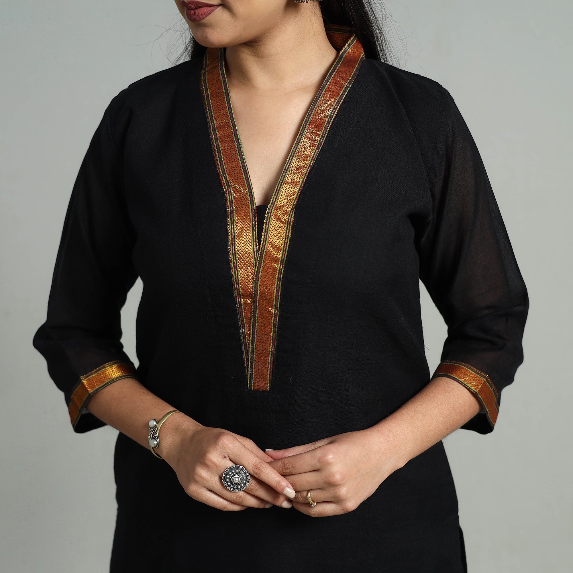 ITOKRI CASUALS Black - Cotton Dharwad Kurta Set with Palazzo & Dupatta 30 - view 4