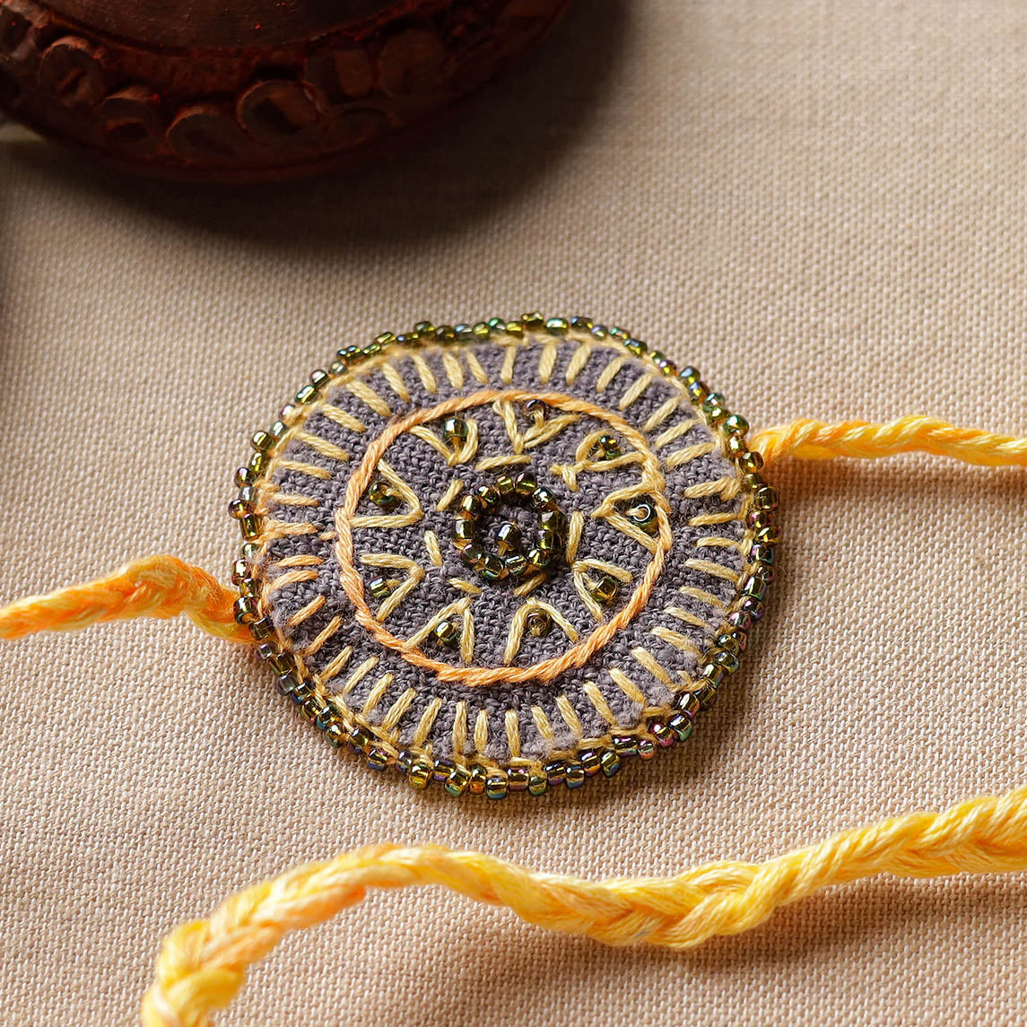 Beads & Thread Embroidered Reusable Rakhi by Neeli Titlee 68 - view 2