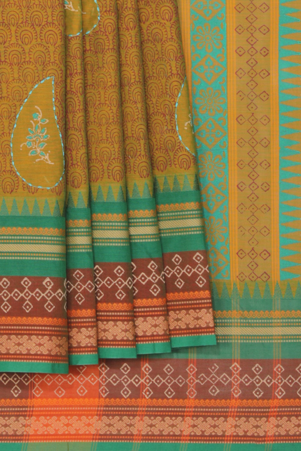 Kalanjali Ethnics Hand block printed cotton saree - view 2