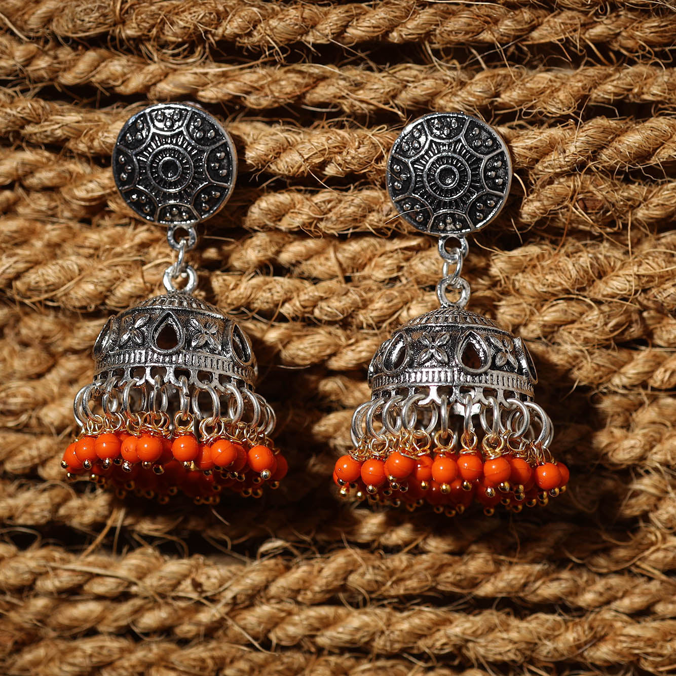 JALPARI Asma Handcrafted GS Beaded Jhumki Earrings - view 2