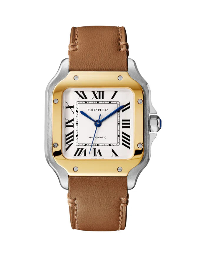 Cop Underdog Cartier 'SANTOS DE CARTIER, MEDIUM, AUTOMATIC, YELLOW GOLD AND STEEL, INTERCHANGEABLE METAL AND LEATHER BRACELETS' - view 2