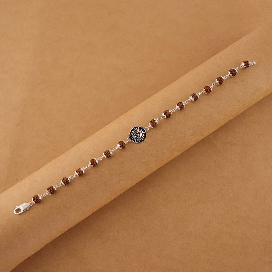 Prinjal Jewellers Rudraksha Silver Suryadev Bracelet - view 2