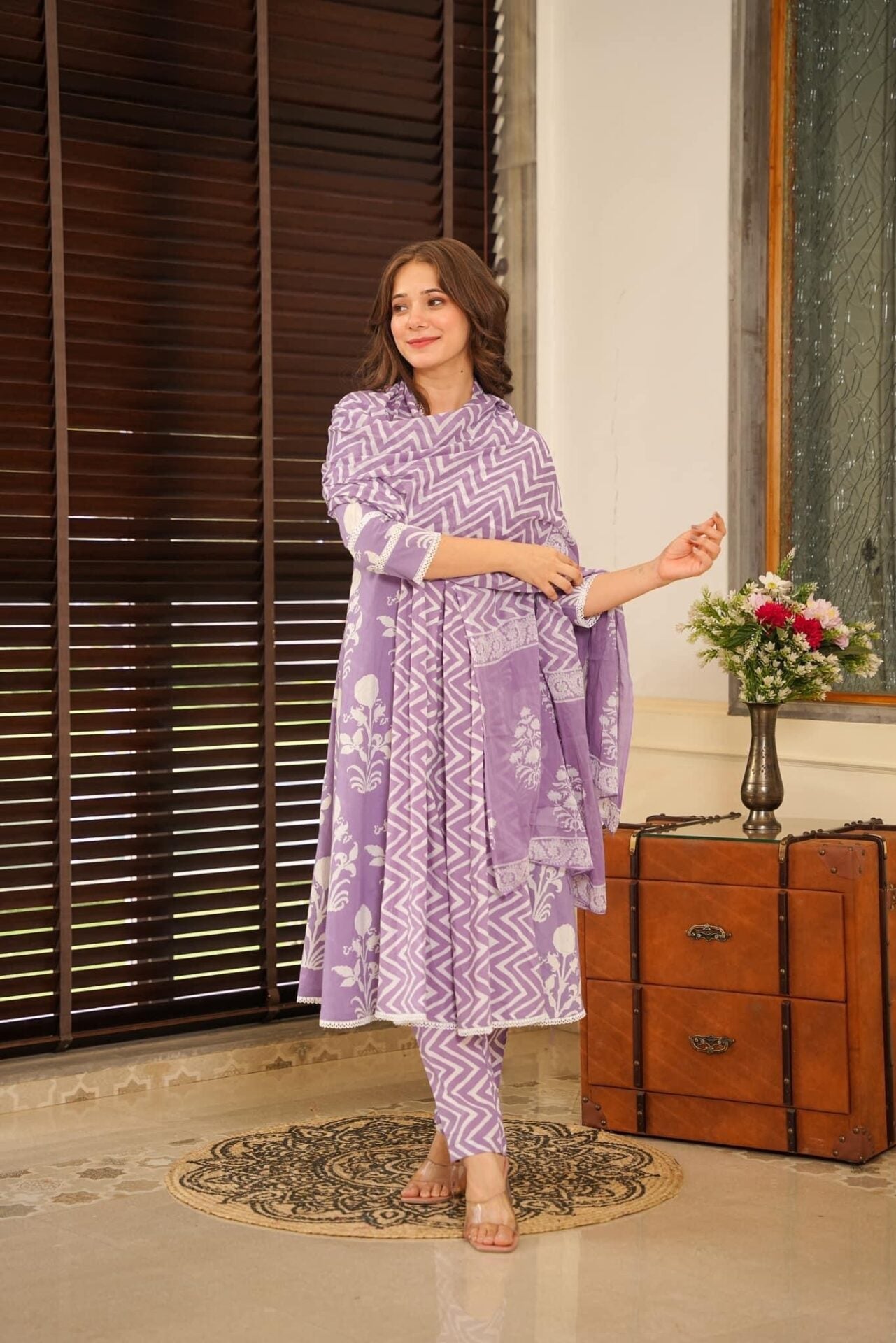 Idaho-o Lavender Bliss cotton suit set - view 2