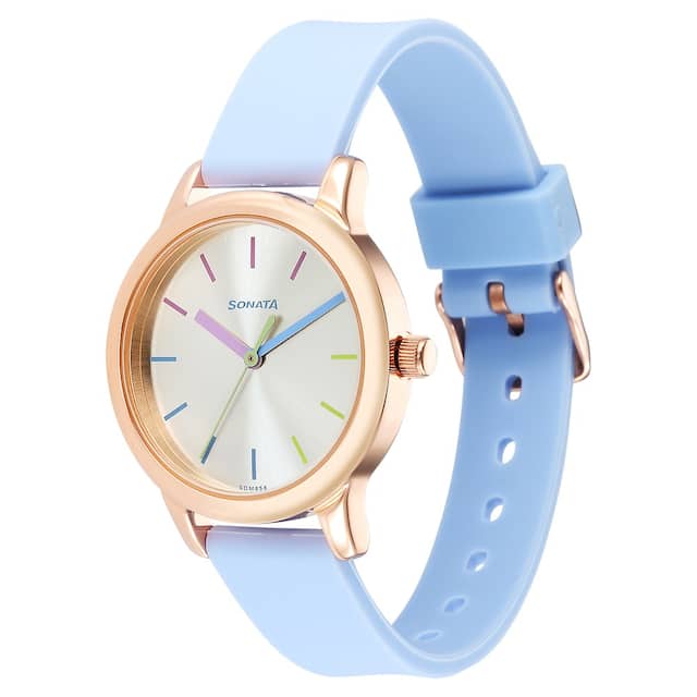 Sonata Splash Silver Dial & Plastic Strap