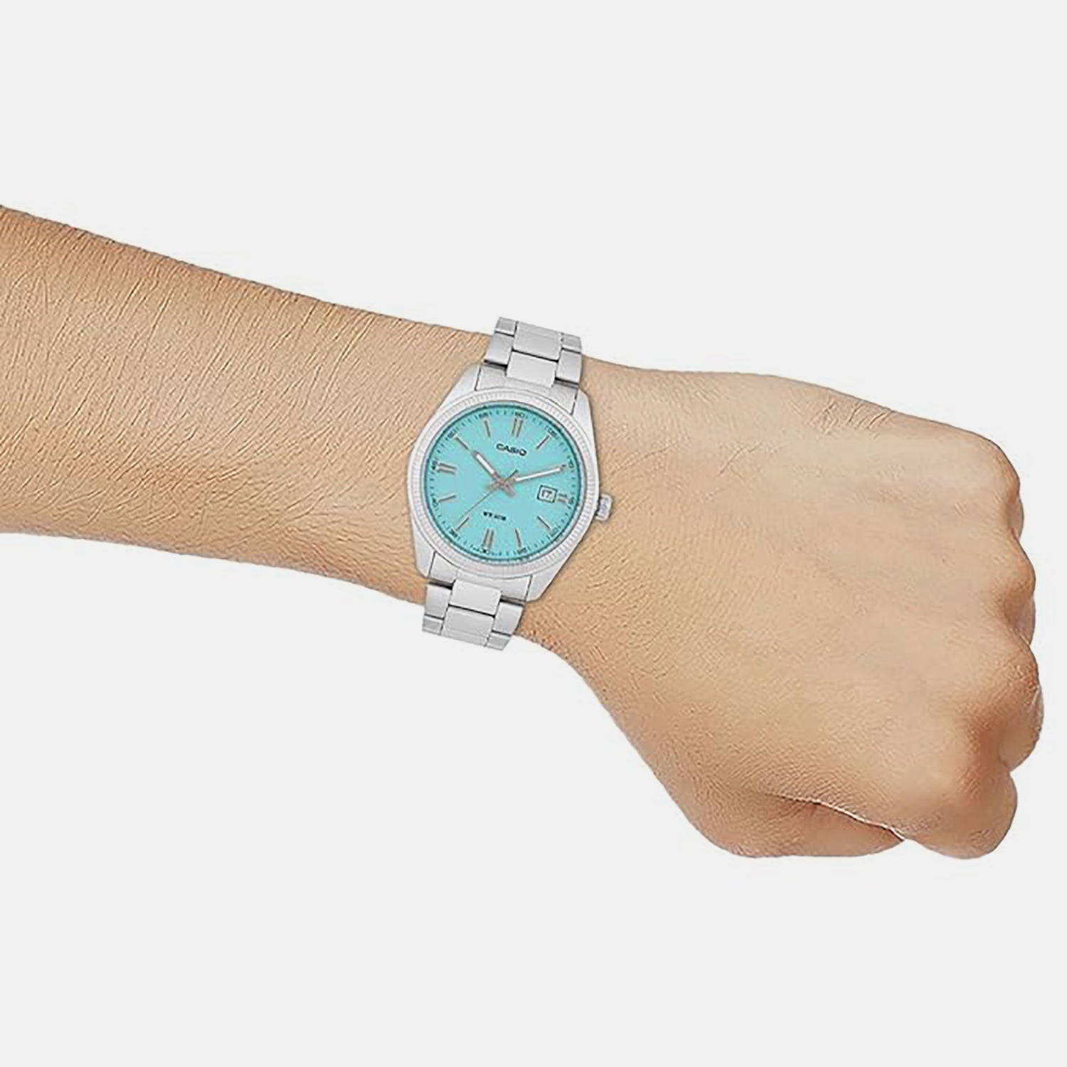Casio Enticer Men Quartz Turquoise Dial Analog Stainless Steel Watch A2225 - view 4