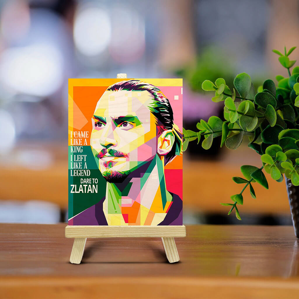 Bigsmall_cc Zlatan Ibrahimović Wooden Print With Easel Stand - view 2