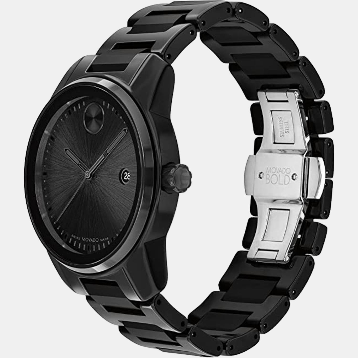 Movado Bold Verso Men Quartz Black Dial Analog Stainless Steel Watch 3600863 - view 2