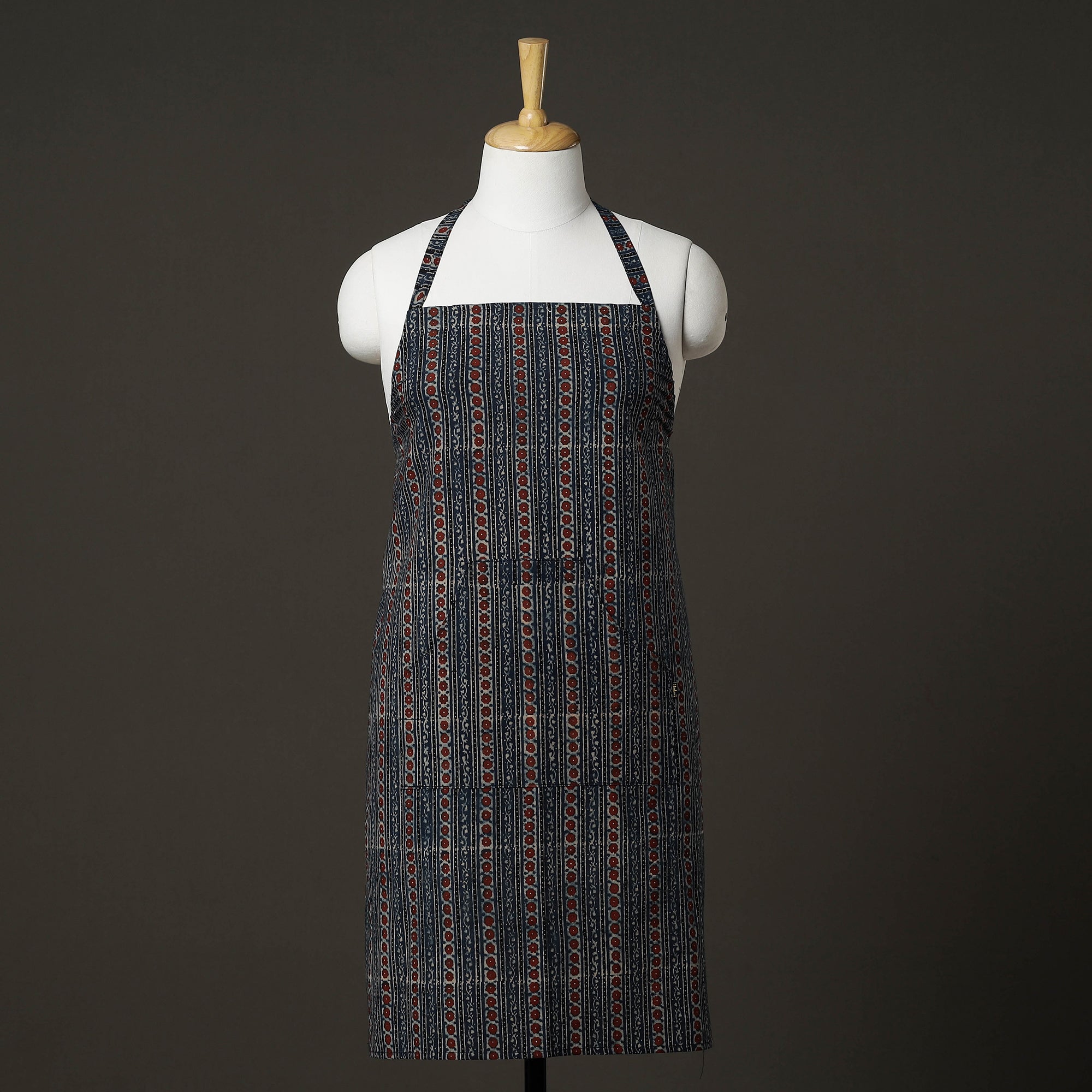 ITOKRI CRAFTS INITIATIVE Ajrakh Block Printed Cotton Apron with Pocket