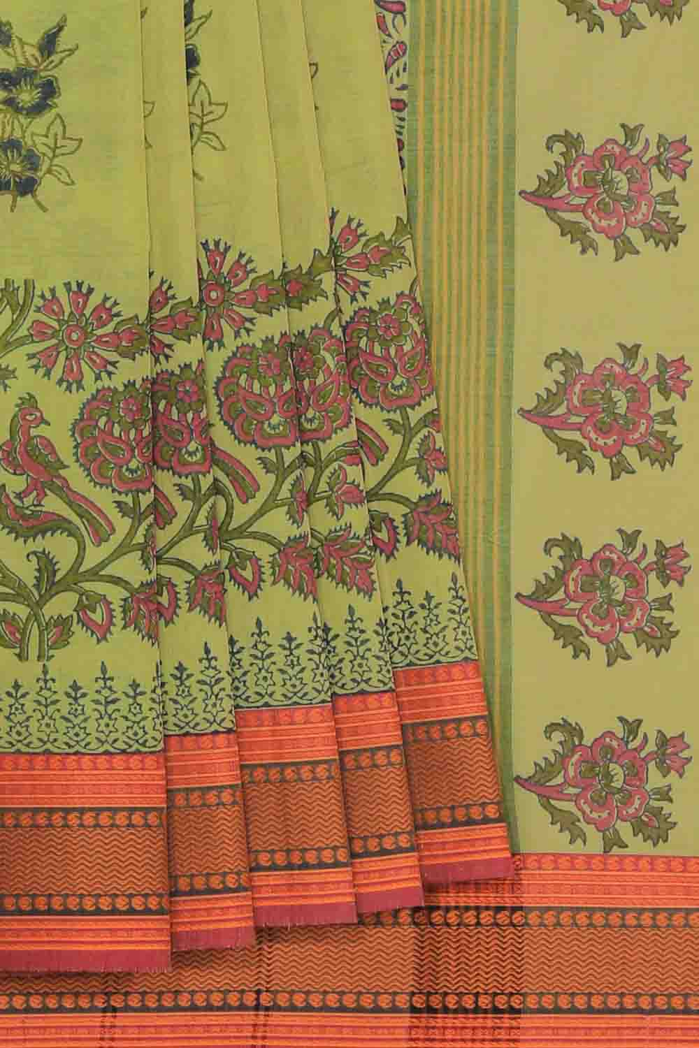 Kalanjali Ethnics Hand block printed cotton saree