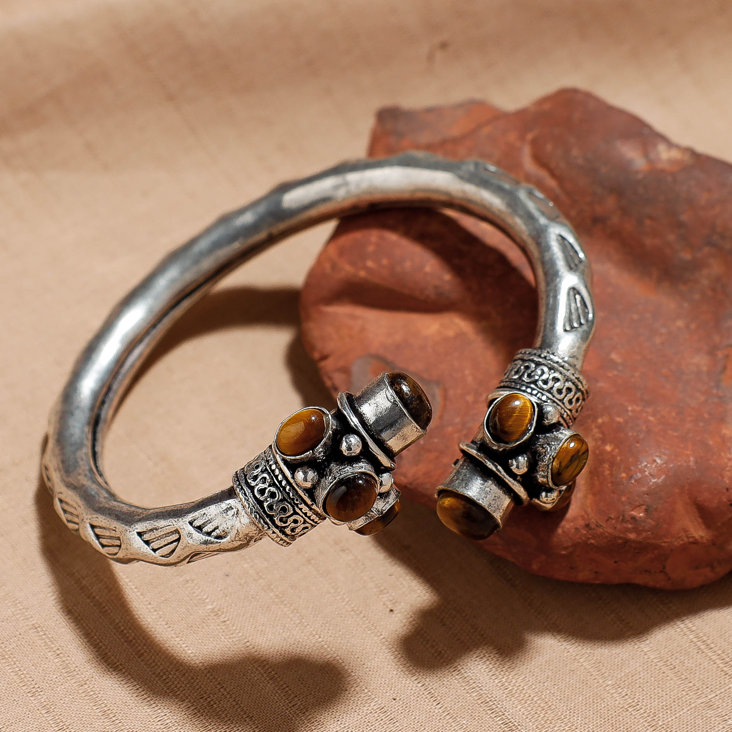 WHITE RIVER STORIES Antique Finish Oxidised German Silver Kada / Bangle - view 2