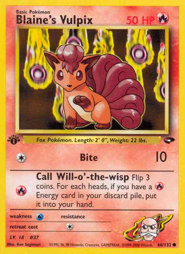 1st edition gym2-66 – Pokémon Blaine's Vulpix - 66/132 - Common - 1st Edition [gym2-66] [Non-Holo]