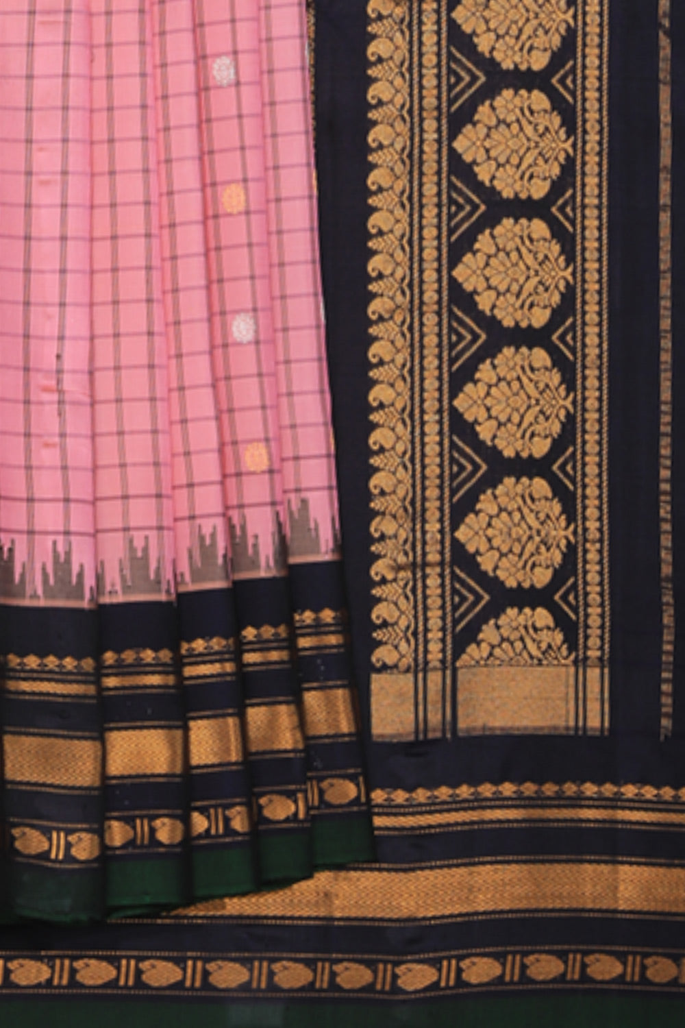 Kalanjali Gadwal Silk Pink Saree – Women's