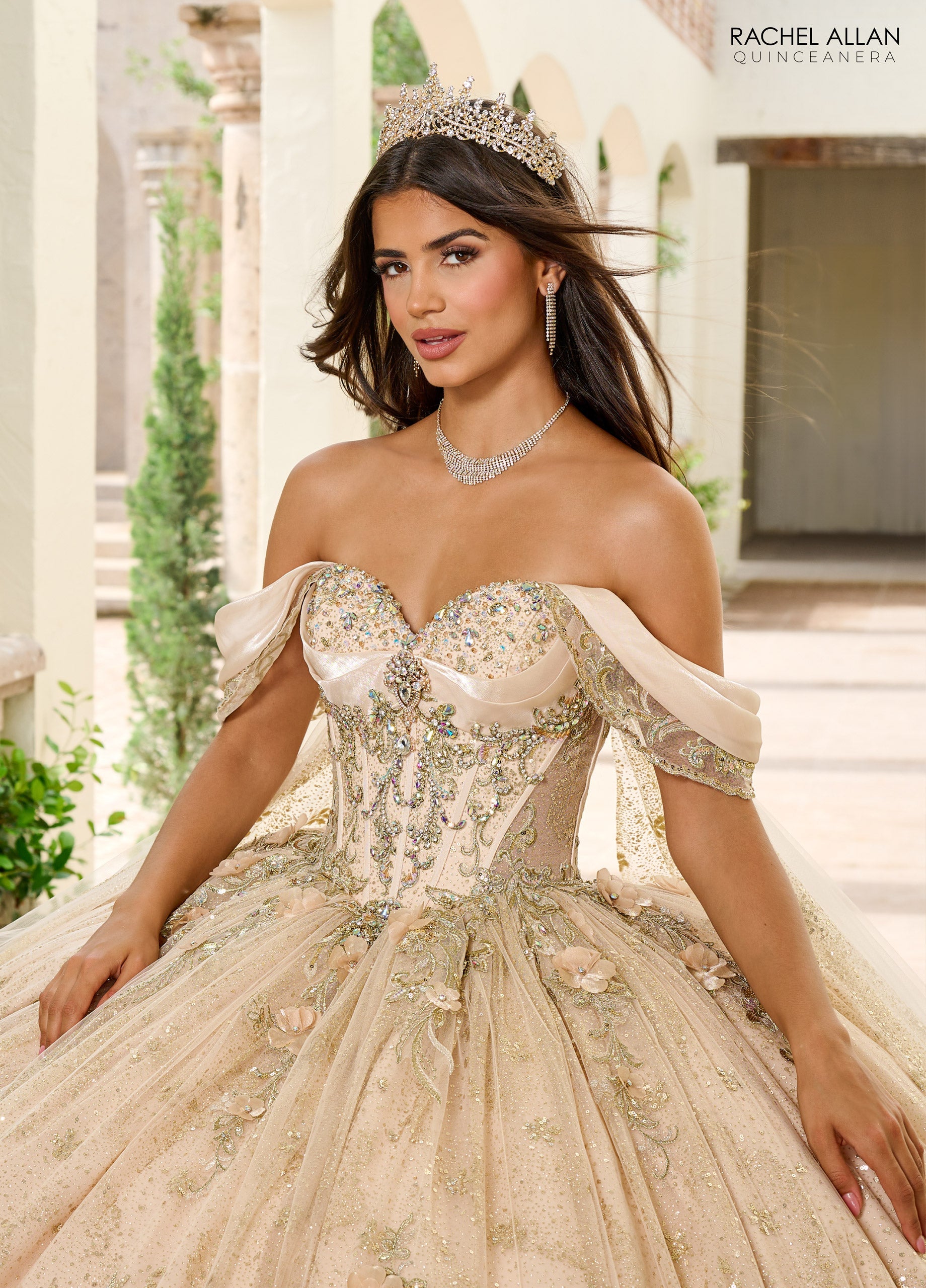 Mary's Bridal Cape Sleeve Quinceanera Dress by Rachel Allan RQ3146