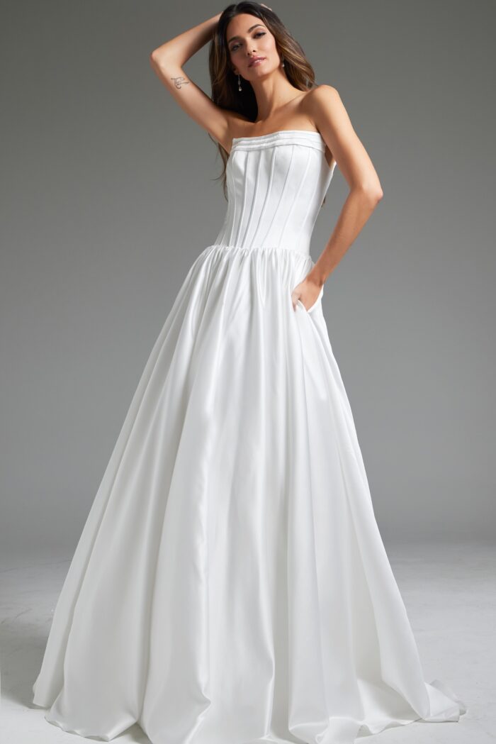 Jovani JB40784 A Line Bridal Long Wedding Dress - view 3
