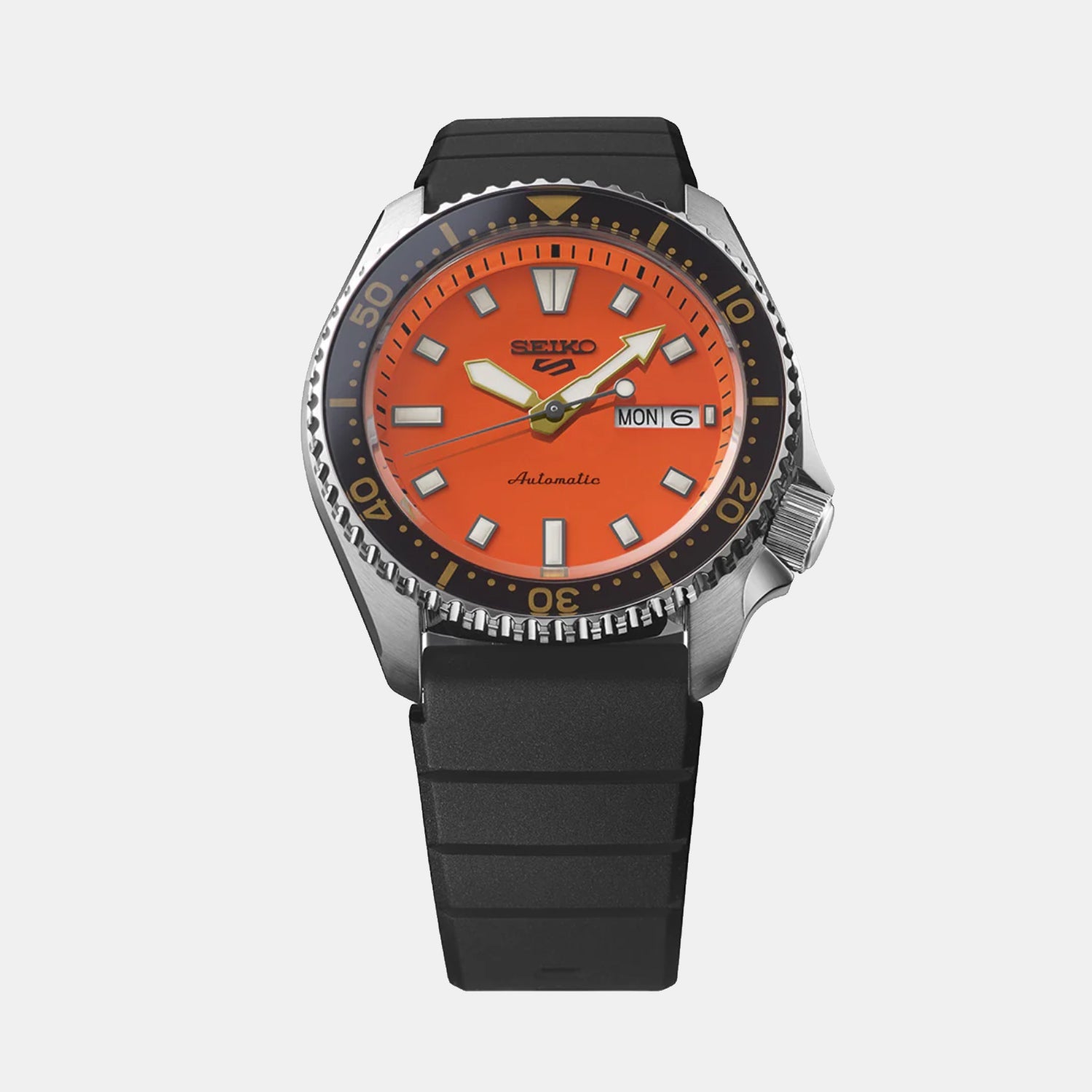 Seiko 5 Sports Men Automatic Orange Dial Analog Silicone Watch SRPL89K1 - view 2