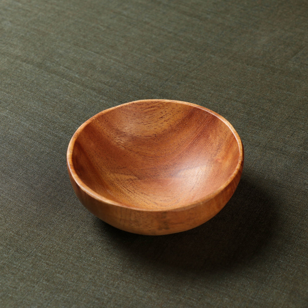 TORA CREATIONS Brown - Handcarved Natural Neem Wood Bowl (3.5 in) - view 2