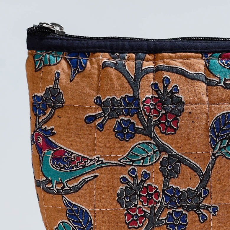 NOORI BAZAR Brown - Handmade Quilted Kalamkari Printed Utility Pouch 01 - view 2