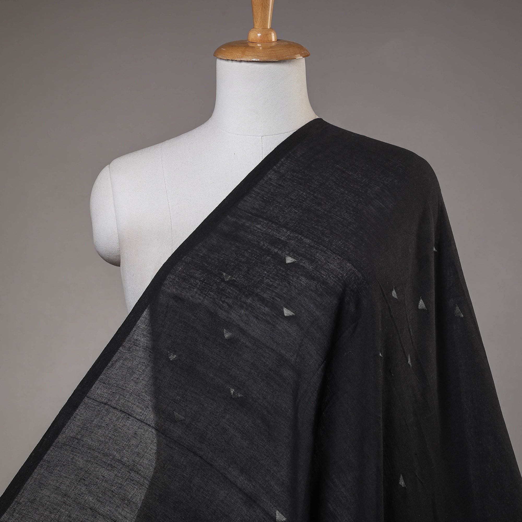 SASHA Black - Phulia Jamdani Buti Handloom Pure Cotton Fabric