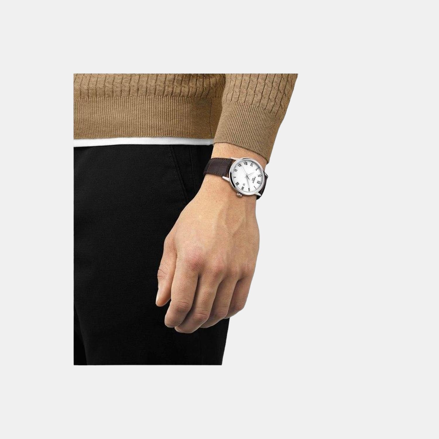 Tissot Classic Dream Men Quartz White Dial Analog Leather Watch T1294101601300 - view 5