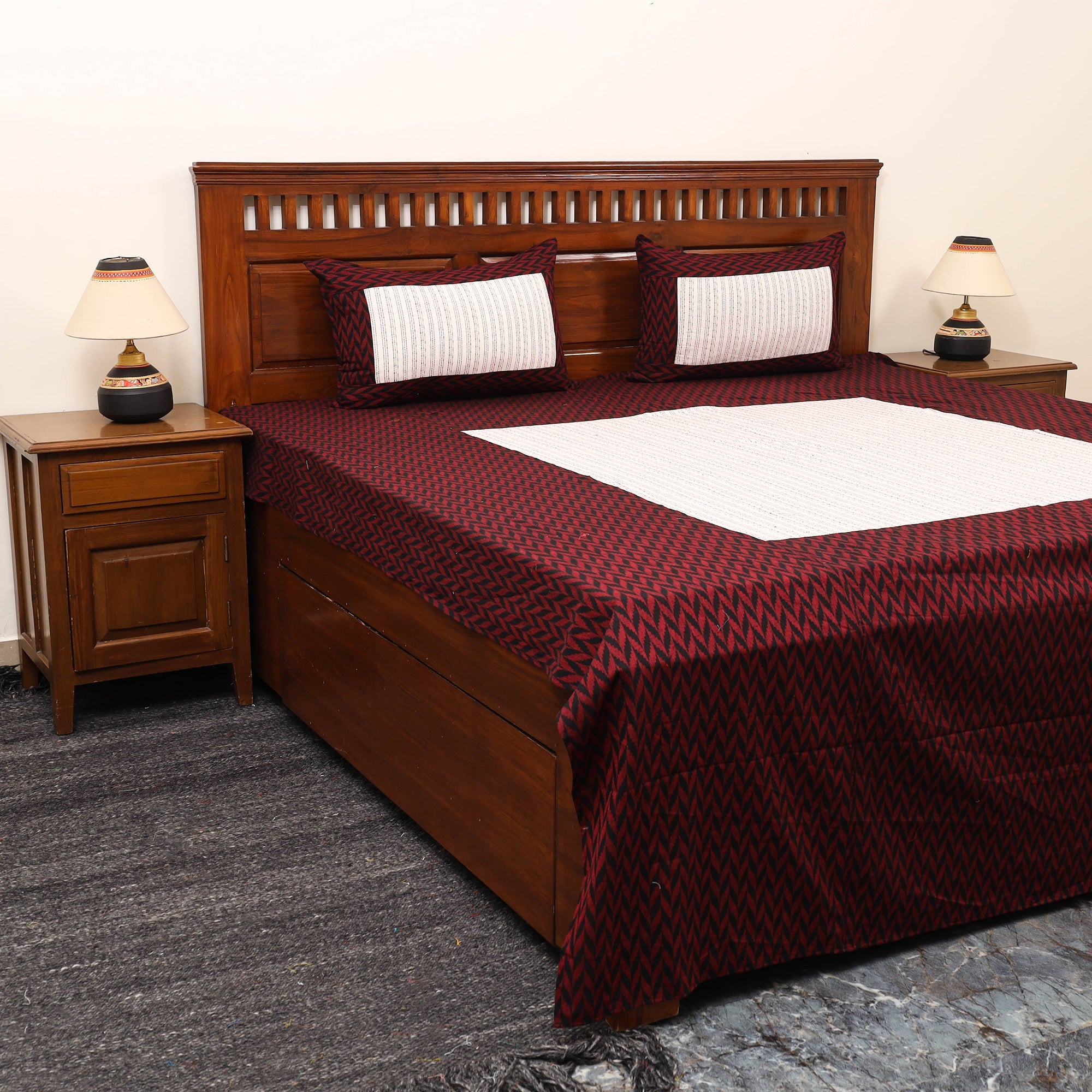 SOUTH KARGHA Patchwork Cotton Double Jacquard Bedsheet Set 11