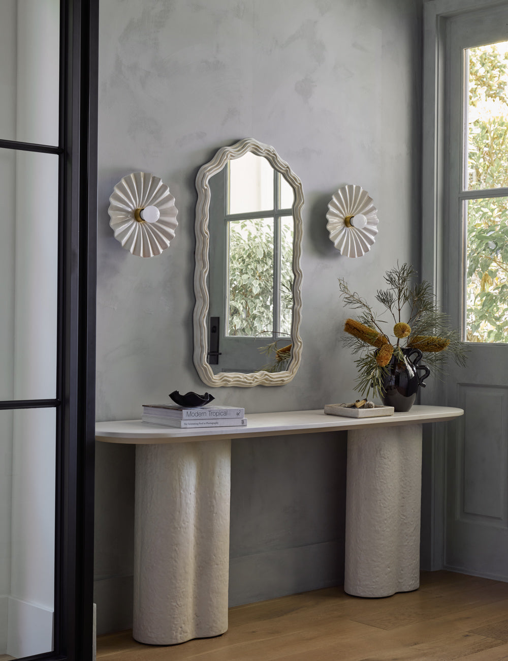 Lulu and Georgia Madrona Sconce – White and Brass - view 2