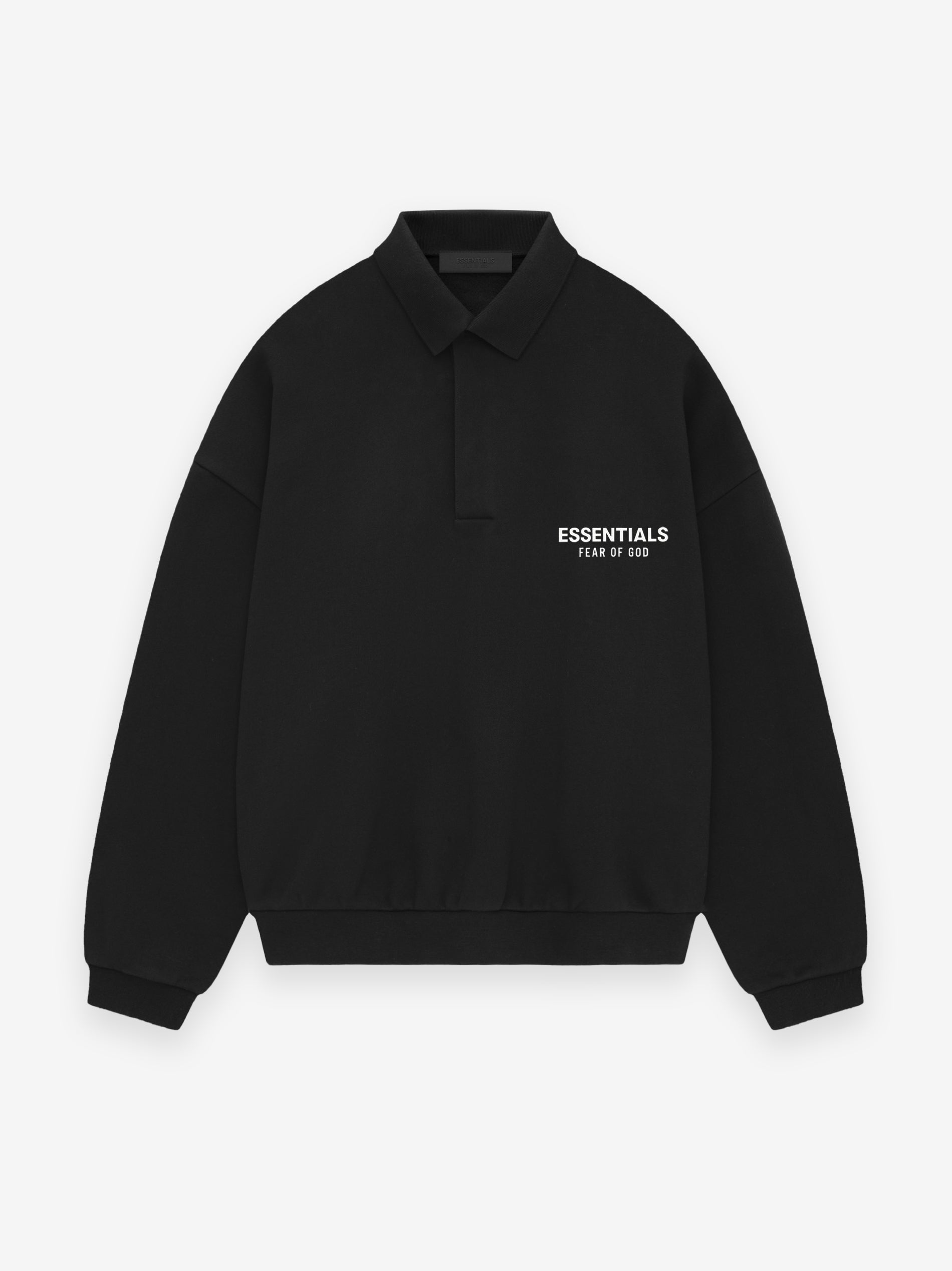 ESSENTIALS Fleece Polo – Black
