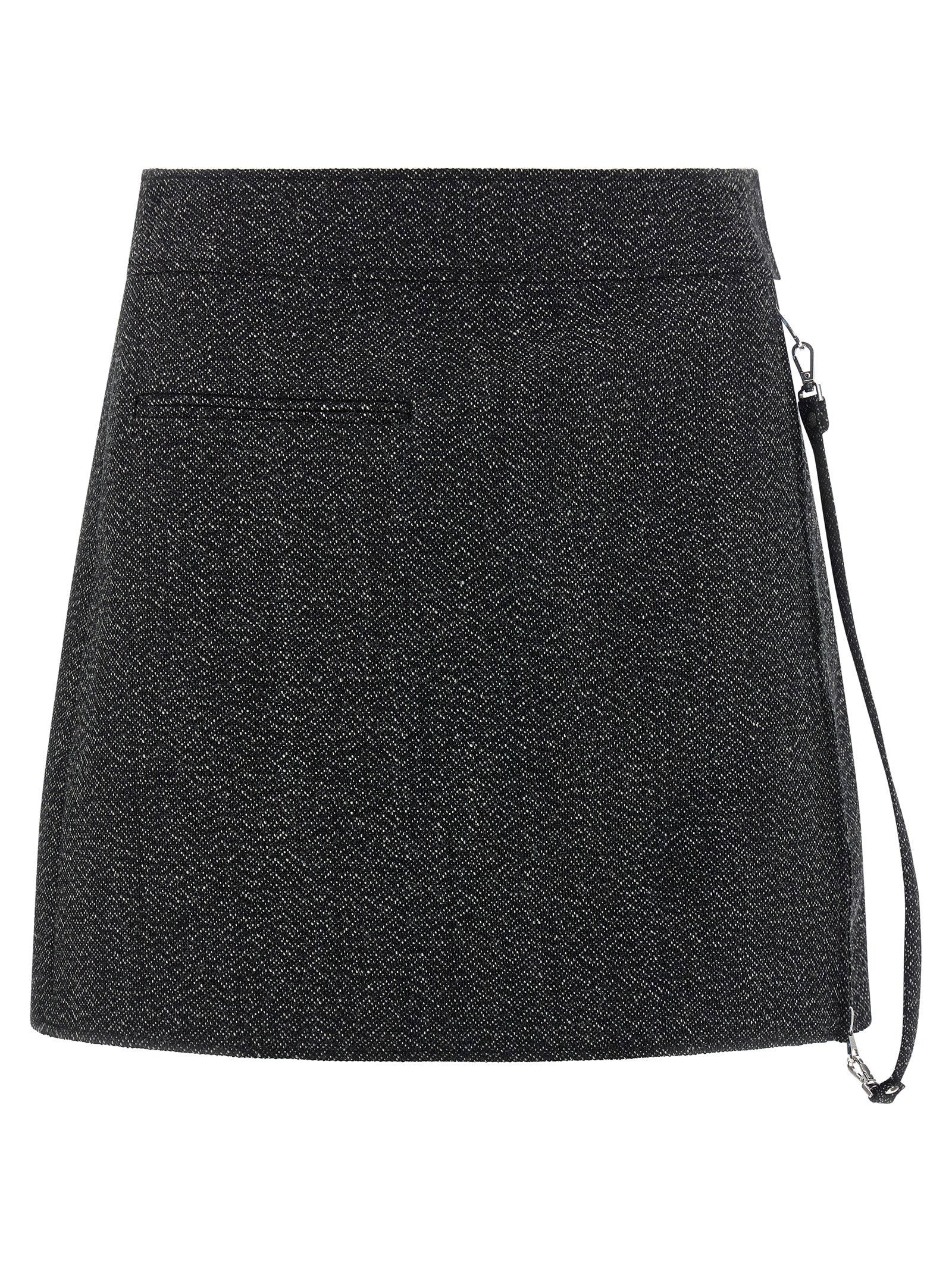 Courreges Zipped Caviar Mini Skirt – 100% wool