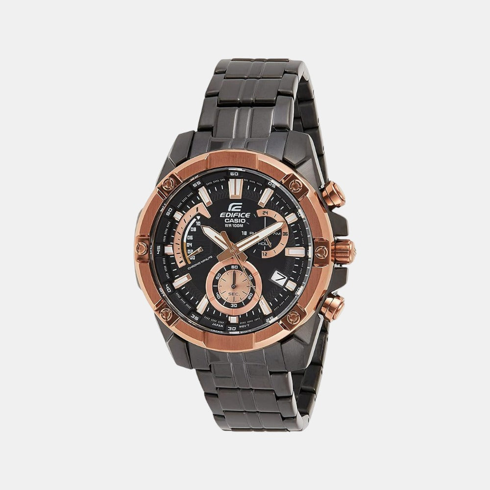 Casio Edifice Men Quartz Black Dial Chronograph Stainless Steel Watch EX492