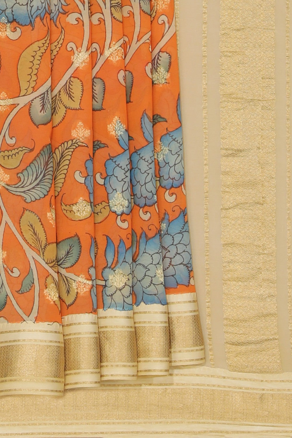 Kalanjali Georgette Orange Saree – Women's