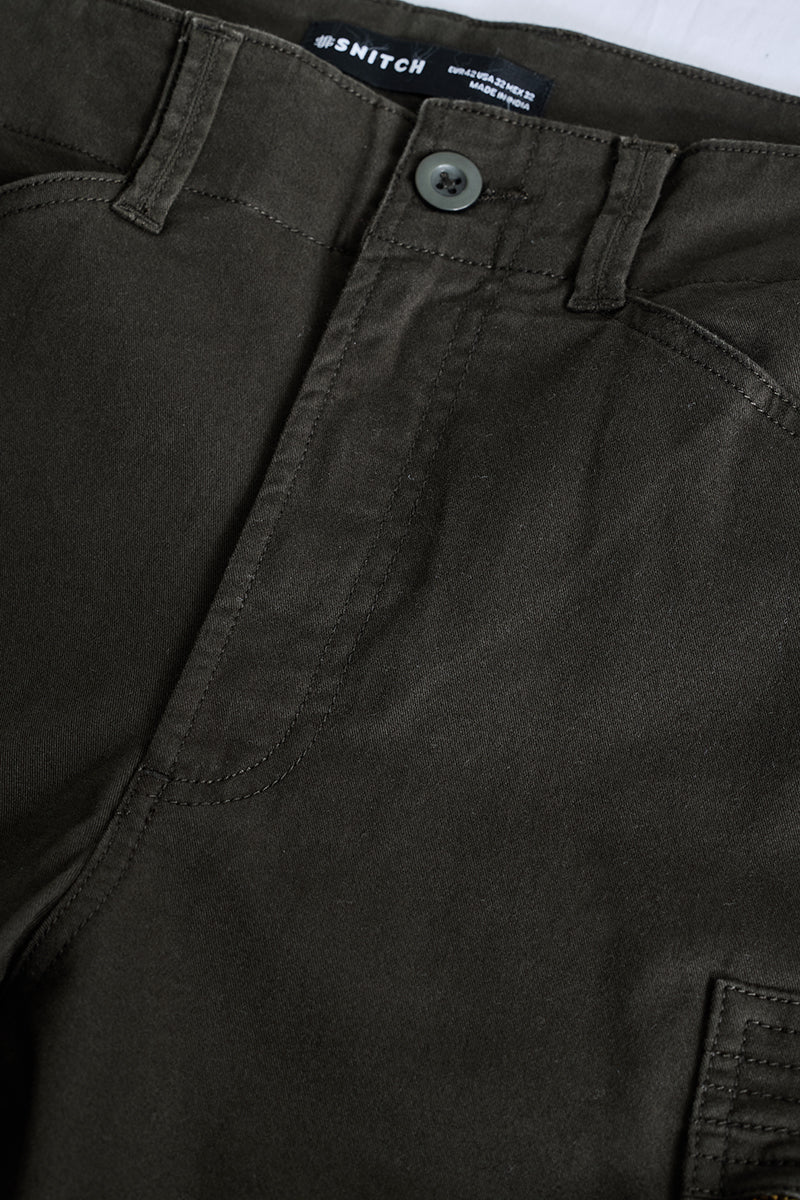SNITCH Olive Slim Fit Cargo Pants - view 2