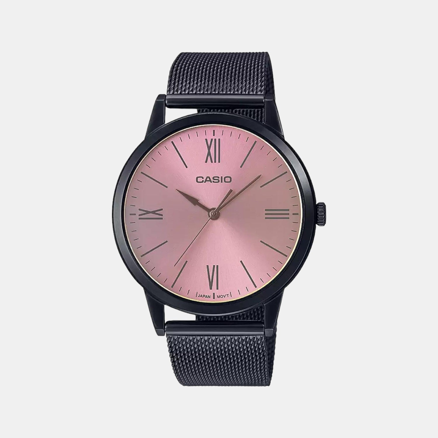 Casio Enticer Men Quartz Pink Dial Analog Stainless Steel Watch A2005