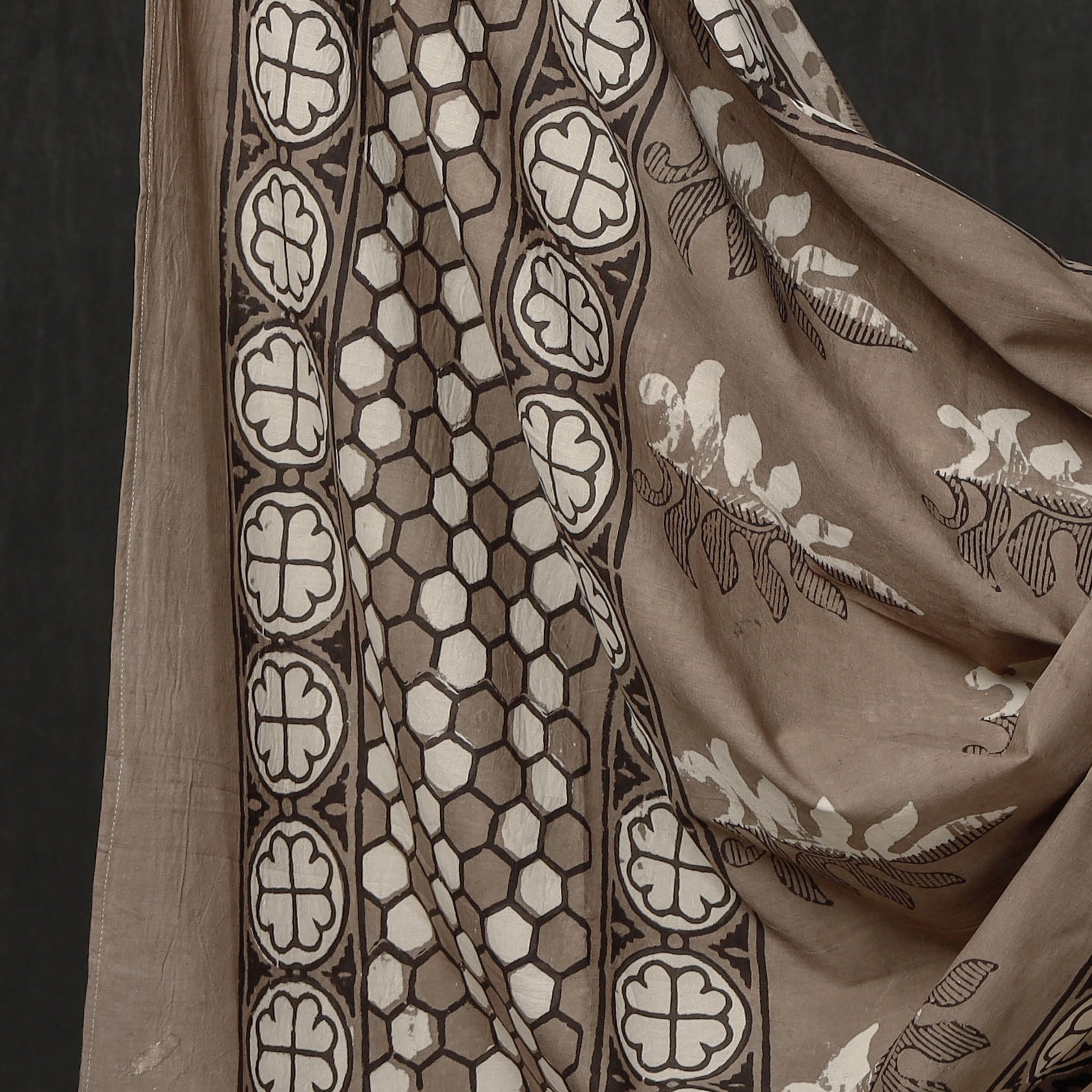 HAVELI CHRONICLES Brown - 3pc Cotton Block Printed Pipad Dress Material Set - view 4