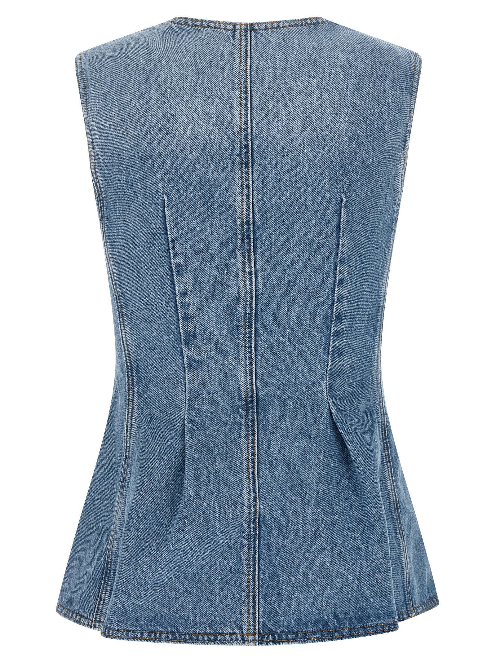 Rotate Birger Christensen Flared Denim Top – 100% cotton - view 2