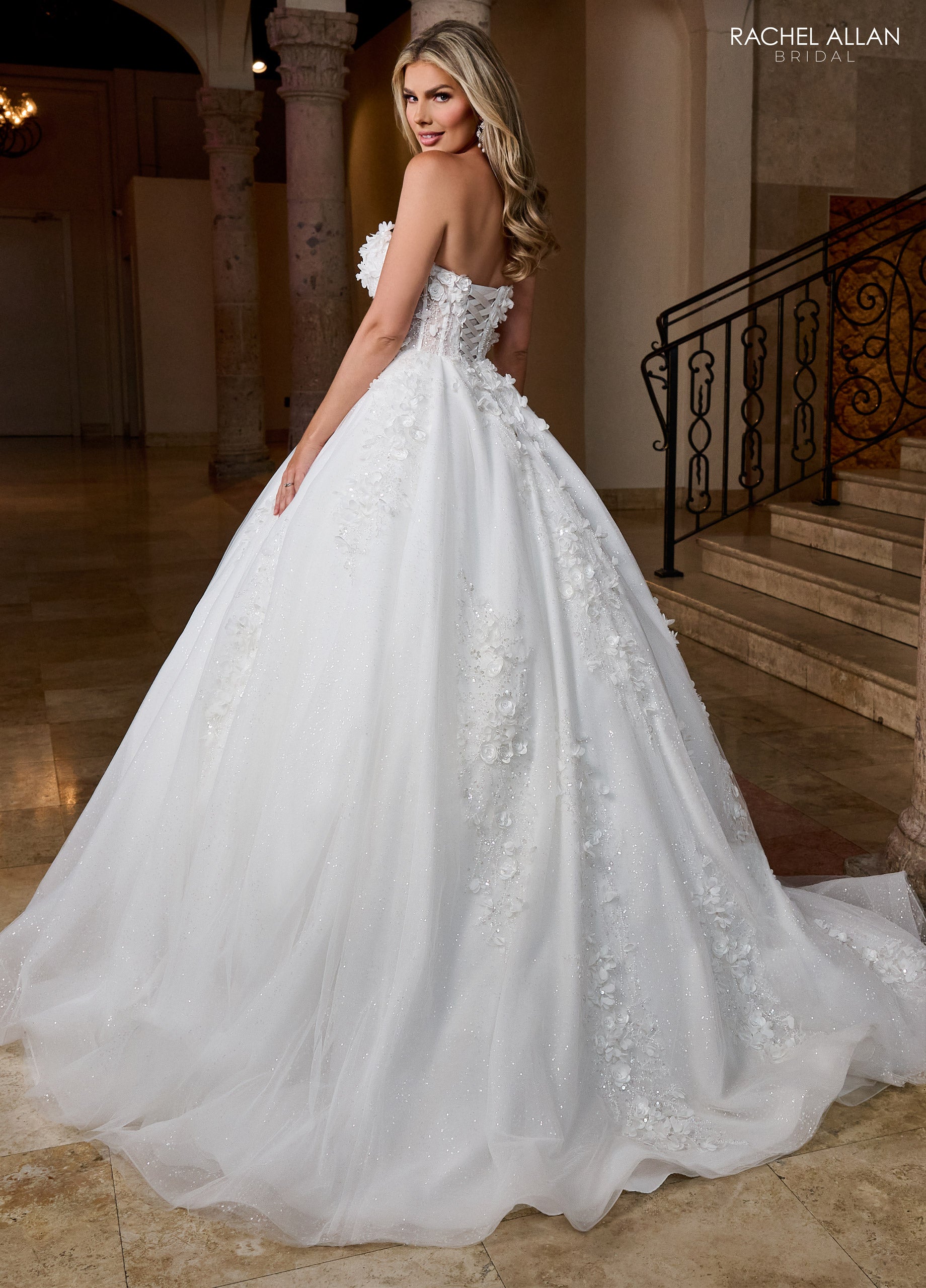 Mary's Bridal Ball Gowns Collection 3D Floral Strapless Bridal Gown by Rachel Allan RB6167 - view 2