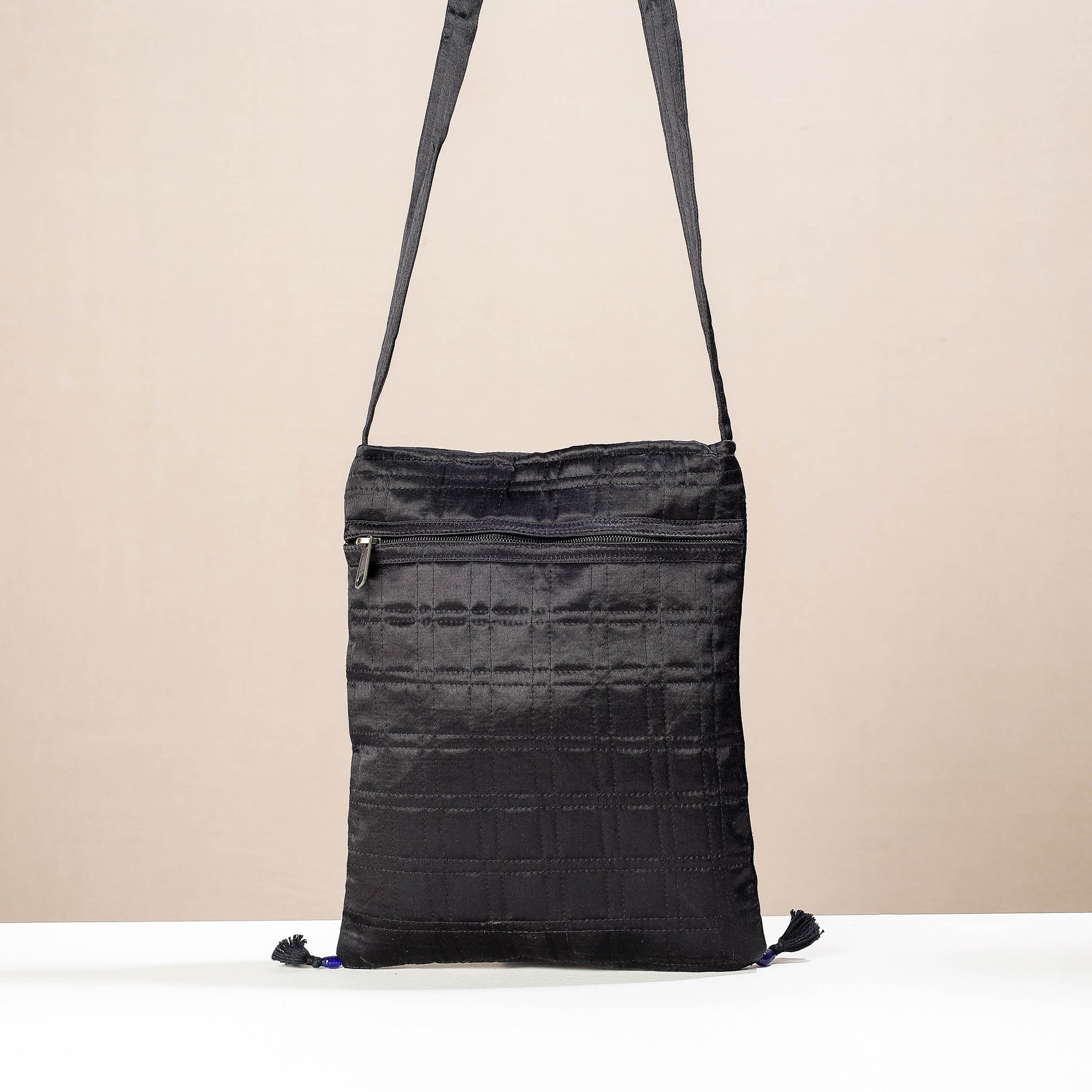 KACHCHH JI CHHAAP Black - Kutch Rabari Hand Embroidery Mashru Silk Sling Bag - view 3