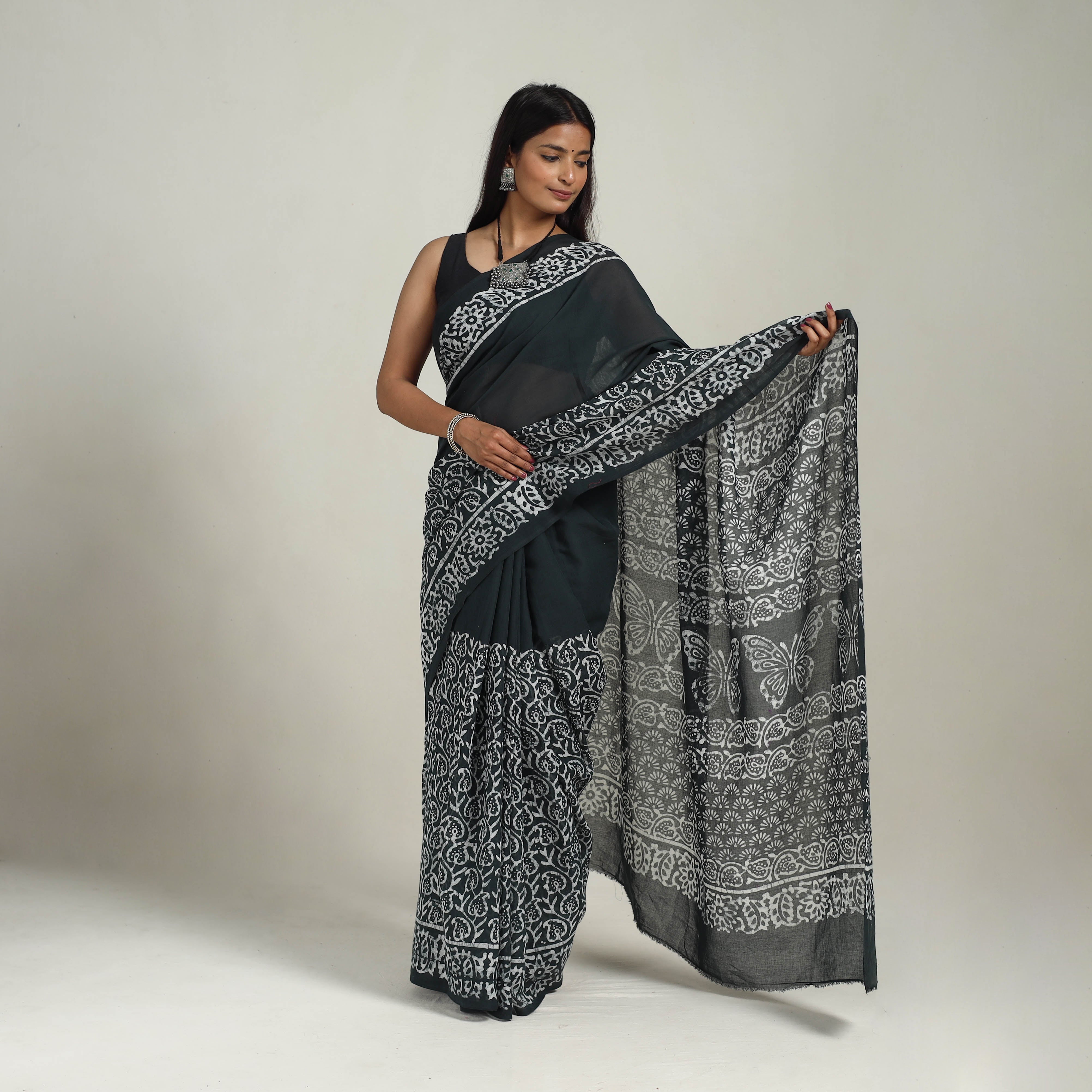 BATIK BY MD. SHARIFF Black - Cotton Hand Batik Print Saree 03 - view 2