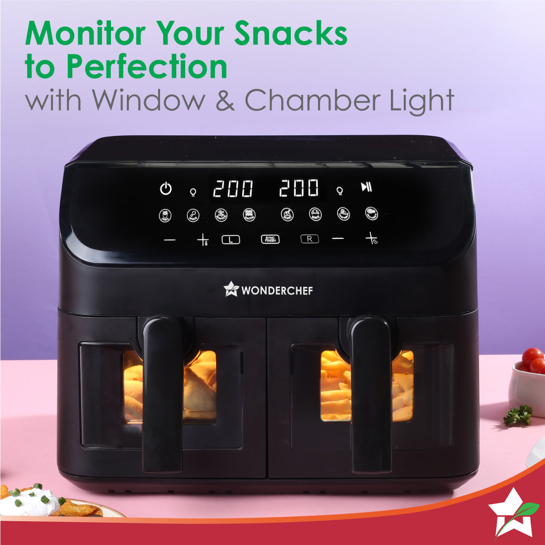 Wonderchef Regenta Digital Air Fryer with Dual Basket | 2000W, 9L. - view 5