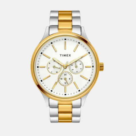 Timex Fashion Men Quartz White Dial Chronograph Stainless Steel Watch TWEG18424