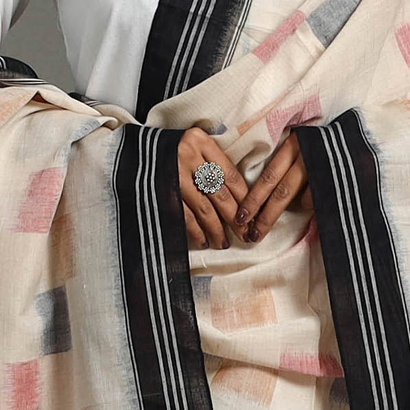 ASHOKA ASSEMBLE - CELEBRATING CRAFTS OF ODISHA Beige - Handloom Cotton Maniabandha Ikat Dupatta 33 - view 4
