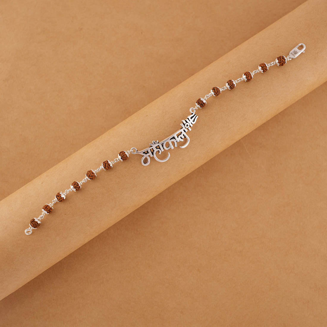 Prinjal Jewellers Rudraksha Silver Mahakal Name Bracelet - view 2