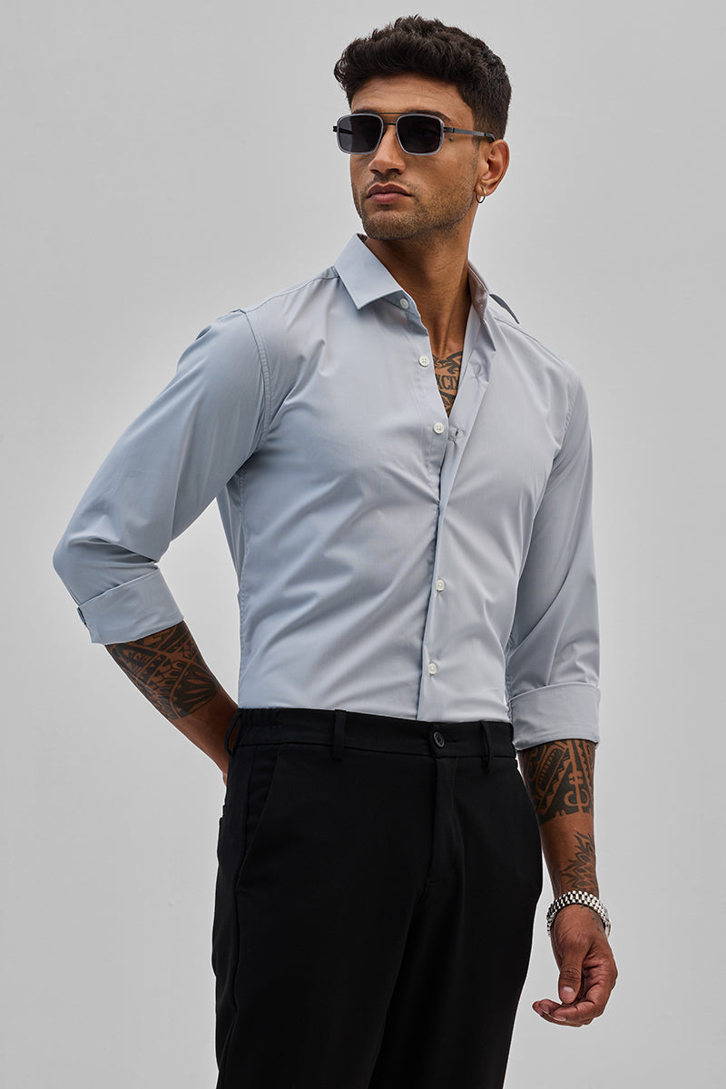 SNITCH Light Blue Slim Fit Stretch Shirt